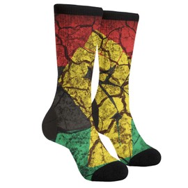 Sigouyinei Black Power Pan African Flag Cracked Soil Juneteenth Black History Casual Funny Funky Novelty Socks For Men Women