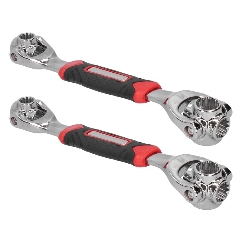 2Pcs 8 In 1 Socket Wrench Carbon Steel Multifunctional 360°