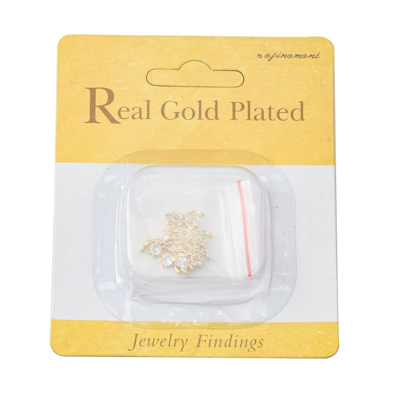 5pcs Cubic Zirconia Bear Charms 18K Gold Plated Cute Animal