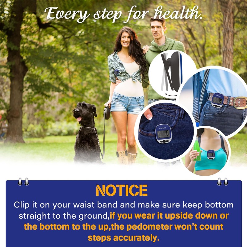 PINGKO Pedometer Portable LCD Step Counter with Calories Burned and