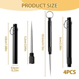 CoastalPure 4 Pcs Portable Toothpicks, Reusable Alloy Toothpicks AU, Telescopic Keychain Dental Picks, Stainless Steel Metal Toothpick Set for Travel, Camping & Daily Use (Black)