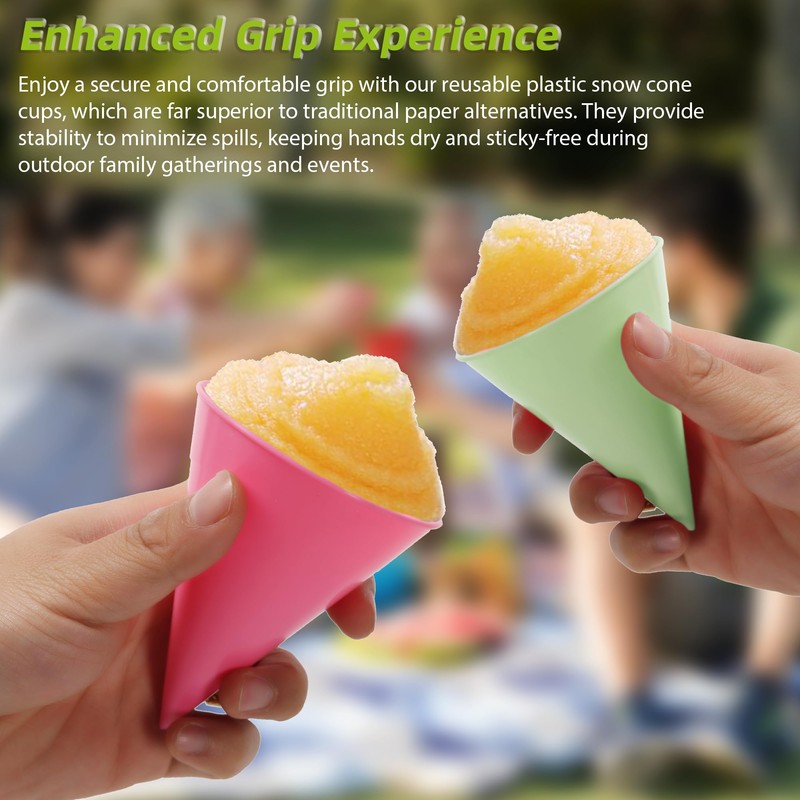 (6-pack) Calvana Reusable Plastic Snow Cone Cups Kit, Includes Leakproof