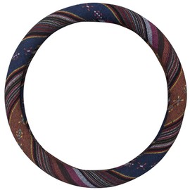 Istn Large Ethnic Style Coarse Flax Cloth Automotive Steering Wheel Cover Anti Slip and Sweat Absorption Auto Car Wrap Cover (15.25''-16'', F)