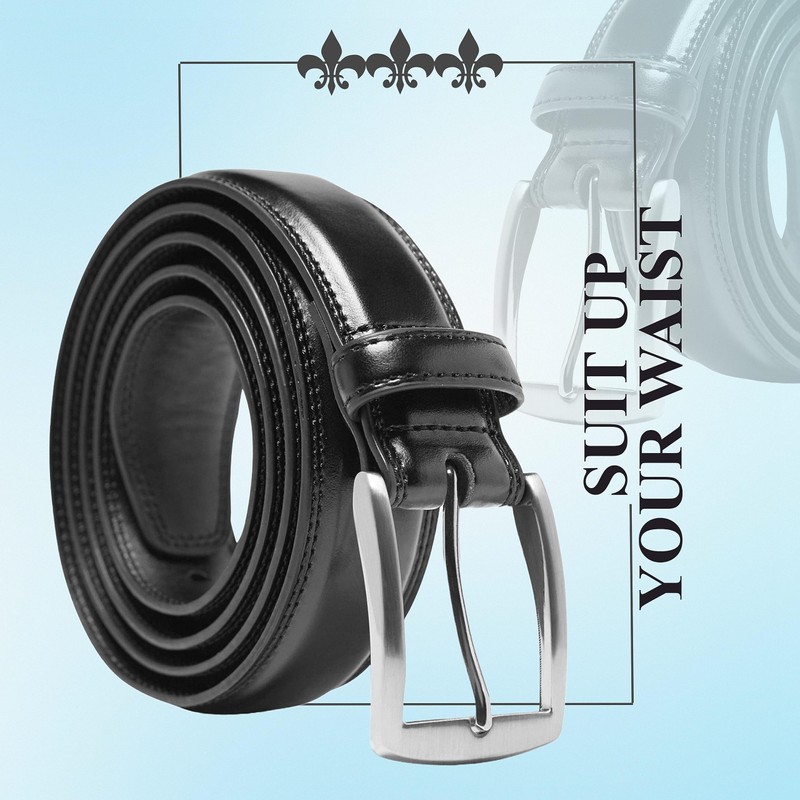 Men's Leather Belt, Pure Leather with Anti-Scratch Pin Buckle, Great