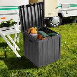 OLILAWN 50 Gallon Waterproof Deck Box, Durable Resin Storage Box for Patio Furniture Cushions Garden Tools and Outdoor Delivery Storage, Black