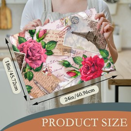 UIUPRO Vintage Eiffel Tower Dish Drying Rack Mat for Kitchen Counter,Rose Flowers Letter Dish Drying Pad Absorbent Reversible Microfiber Protector for Coffee Bar Sink Countertops 18x24 Inch