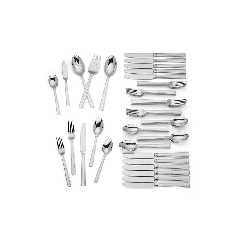 Lenox Bratton 65-Piece Flatware Set, 9.85 LB, Metallic