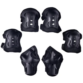 6 Pcs Knee and Elbow Pads 6 in 1 Adjustable Wrist Guard Knee Elbow Pads Sports Protective Gear Set with Mesh Bag for Biking Skatboarding Roller Skating Skiing (6, Black)