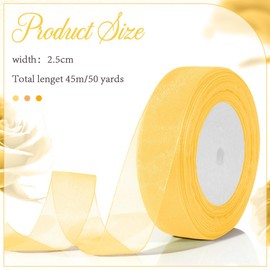 3 Rolls 2.5cmx45.72m Yellow Organza Ribbon for Gift Wrapping Wrapping Ribbon, Gift Wrapping,DIY Crafts