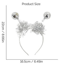 Générique 1 x Disco Ball Headband Round Swing Ball Toy Headband 1 Set Face Stickers (Stars, Moon) Disco Ball Headpiece Party Supplies Holiday Head