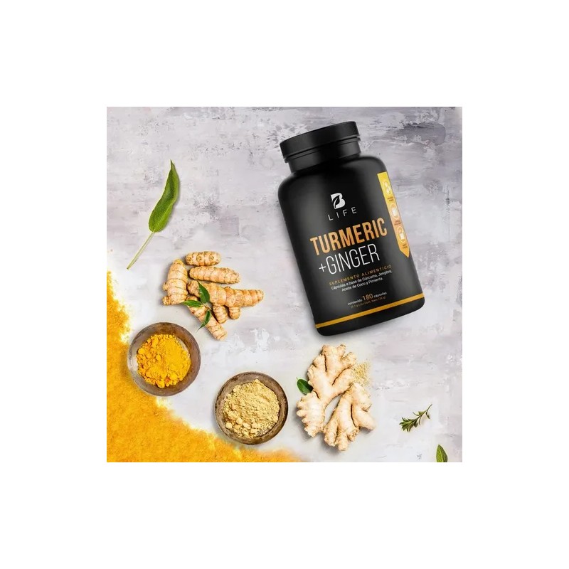 Cúrcuma + Jengibre Con Aceite De Coco 180 Cápsulas B