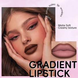 HOSAILY Dark Brown Lip Liner Lipstick, 2 in 1 Gradient High Pigmented Cream Matte Lip Pencil Lip Stain, Long Lasting Brown Lip Liner Plumping Lip Makeup for Women Girls, 08