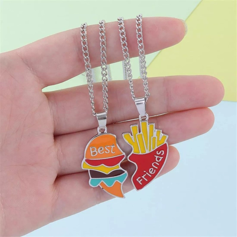 Deluxe Set 2 Cadenas Dijes Mejores Amigos Best Friends Hamburguesa