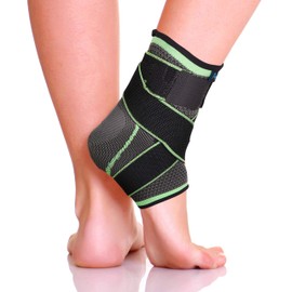 Actesso Sports Fußgelenk-Stützbandage mit Wickelband (Mittlegroß - Grün)- die ultimative Fußgelenkbandage für Zerrungen, Verstauchungen und Sportverletzungen…