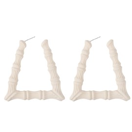 Big Bamboo Triangle Hollow Hoop Earrings for Women Girl Gold Large Bamboo Hoop Earring, Zinc, not-applicable