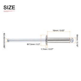DTGN 4 mm x 16 mm (DxL) Blind Rivets - 25 Pack - Good for Machine Connection - 304 Stainless Steel Dome Open End Rivet