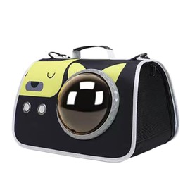 Printed Space Capsule Cat Bag, Large Capacity Crossbody Dog Bag, Universal Pet Bag for All Seasons (Black)