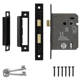 Decoranddecor Sash Mortice Door Lock with Keys - 3inc / 76mm - Matt Black - Fire Rated - UKCA & CE Approved