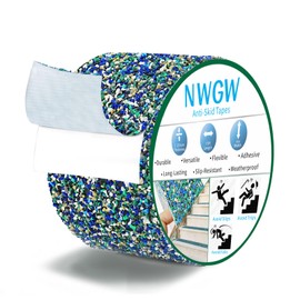 NWGW Heavy Duty Anti Slip Tape 4" x15FT Blue Grit Rubber Grip Tape for Stairs, Pool, Bathroom & Outdoor Safety | Waterproof Non-Slip Traction Strips Indoor/Shower/Trail