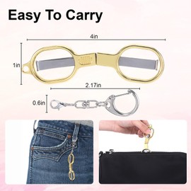 2 Pcs Mini Folding Scissors,Stainless Steel Nurse Scissors Foldable,Small Scissor All Purpose with 2 Keychains for Nurse Badge Accessories Travel,Home,Office,Craft,Sewing(Gold）