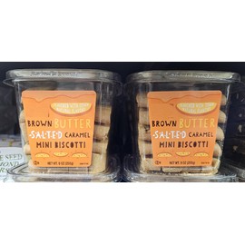 Trader Joe Brown Butter Salted Caramel Mini Biscotti 9oz 255g (Two Tubs)