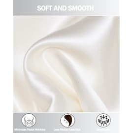 Satin Pillow Cases 2 Pack, GVTECH Pillowcase for Hair and Skin Luxury Soft Breathable Standard Size with Envelope Closure, 50 x 75 cm (White)