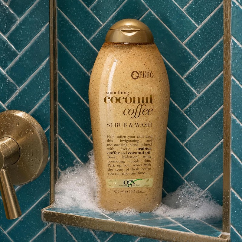 OGX, Body Wash y Exfoliante de Coco y Café, 577