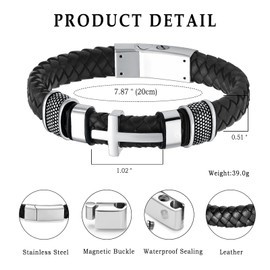 Cremation Jewellery Cross Urn Bracelet for Ashes for Women Men Keepsake Memorial Cuff Bracelet, Stainless Steel, No gemstone