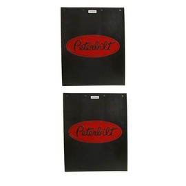 Peterbilt Motors 24" x 30" Poly Plastic 3/16" Thick Semi Truck Black & Red Mud Flaps- Set of 2
