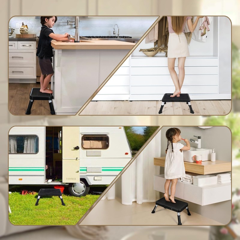 3-Level Adjustable Folding Step Stool for Adults & Seniors –