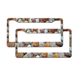 GUWEI License Plate Frames Beautiful Shells Cute Black License Plate Holder Funny Vintage Aluminum Front Car Frame Cover Decor for Women Man (GW-56)