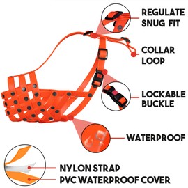 BRONZEDOG Pitbull Dog Muzzle Breathable Metal Basket for Large Dogs Amstaff Staffordshire Terrier Biting Chewing Barking (Orange)