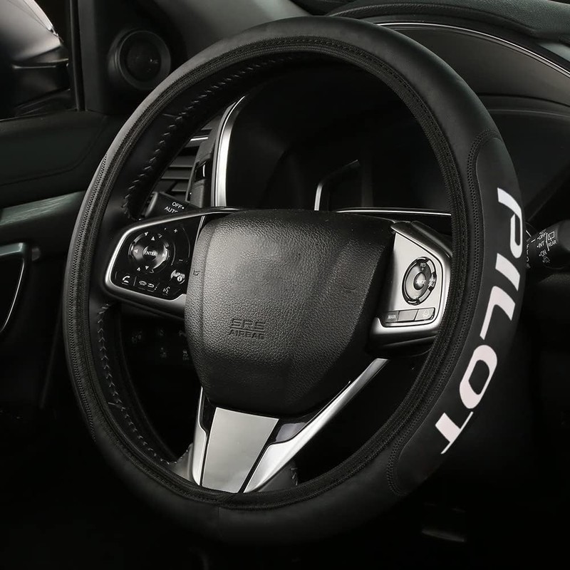Leather Steering Wheel Cover Compatible with Pilot Car Universal Size