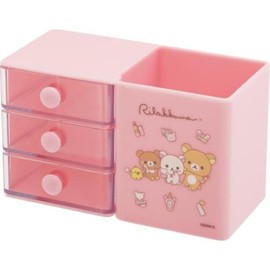 San-X Rilakkuma Multi Pen Stand, Pink, Size (H x W x D): 3.1 x 5.4 x 2.6 inches (80 x 138 x 65 mm)