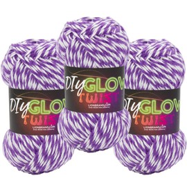 Lion Brand DIY Glow Twist Yarn, Yarn for Knitting, Crocheting, and Crafts, Purple, 3 Pack