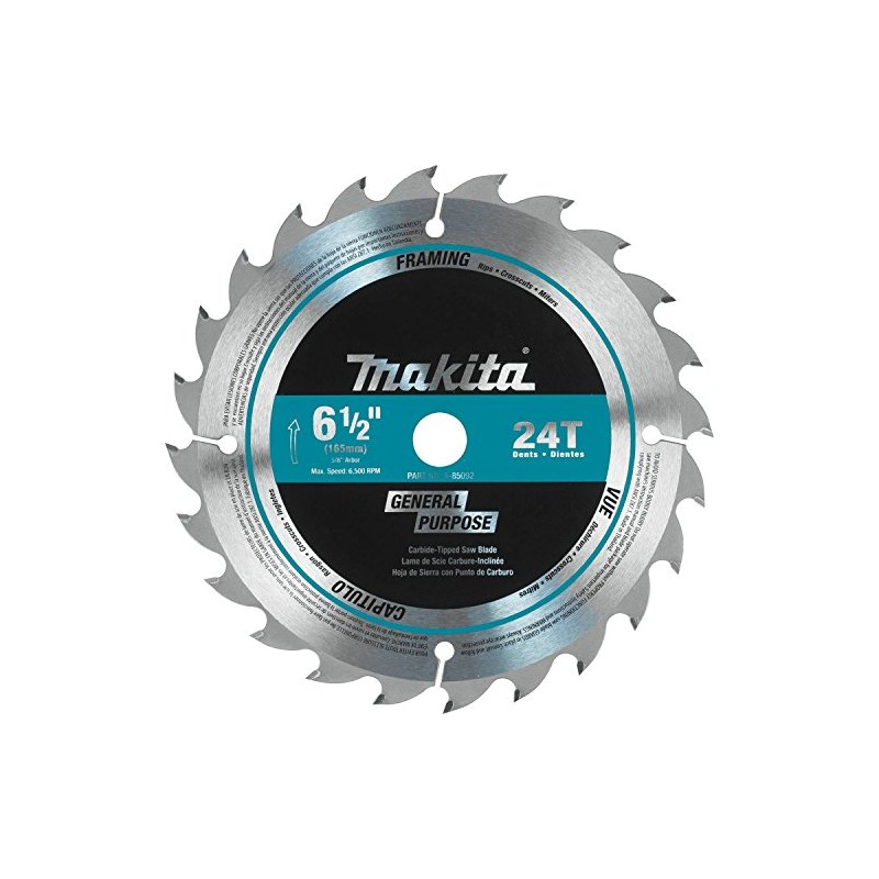 Makita A-85092 6-1/2" 24T Carbide-Tipped Circular Saw Blade, General Purpose