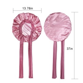 Satin Bonnet Silk Bonnet for Sleeping Silk Sleep Cap Double Layer Hair Bonnet with Elastic Tie Band for Curly Hair Night Cap Pink