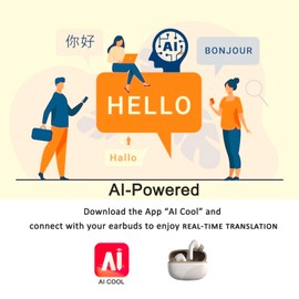ZYHKJYL TWS AI Translator Earbuds, Bluetooth AI Translation Headphones Real-Time Translation for Multi Languages, Long Battery Life Translation Earphone for Travel, Online Meeting (Skin-Coffee)
