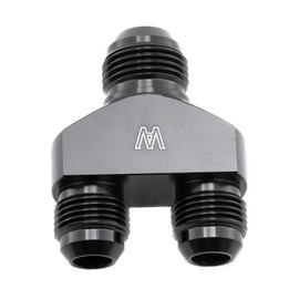 RADREPLA -10AN to 8 AN Y Adapter Block Coupler Union Fitting Splitter Flare Male Thread Black anodized Finish