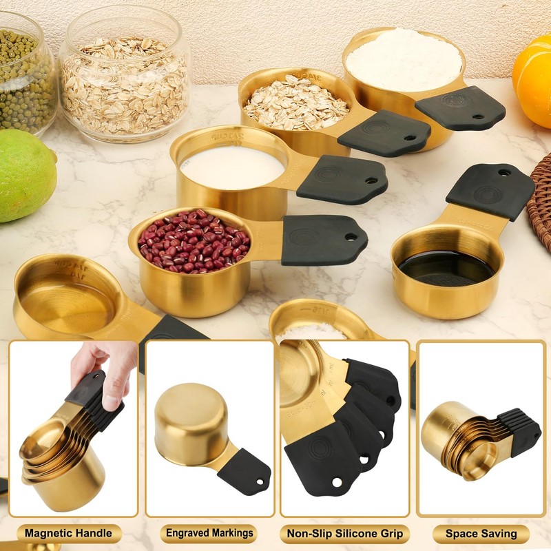 Gold Magnetic Measuring Cups & Spoons Set of 16, 7