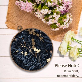 Yorhifa Vintage Botanical Framed Wall Art, Cottagecore Floral Botanical Round Wall Art, Retro Cottagecore Round Walls Decor, Rustic Blue Herba Plant Flower Circle Canvas Artwork Hanging Decor, 10x10in