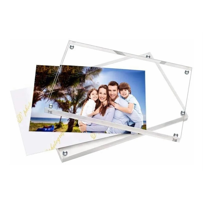 Acrylic Photo Frame Crystal Clear Frameless Double Sided Freestanding Photo