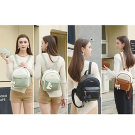 Eslcorri Mini Backpack Purse for Women - Girls Bowknot Fashion Backpack Small Leather Cute Travel Daypacks with Wallet 2-PCS Casual Ladies Convertible Shoulder Handbag - Green