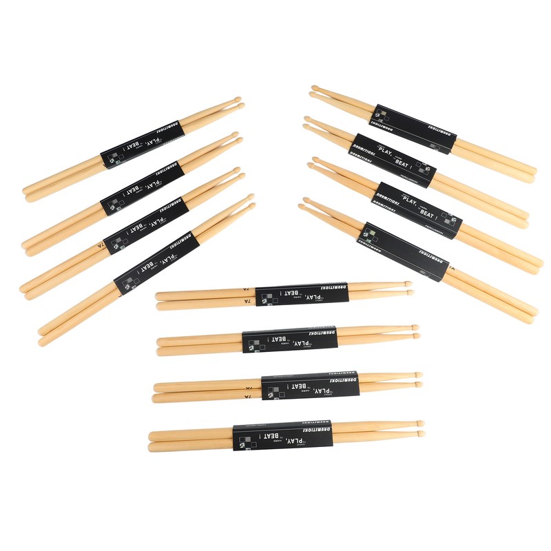 12 Pairs 7A Drumstick Maple Wood Oval Tip Anti Slip