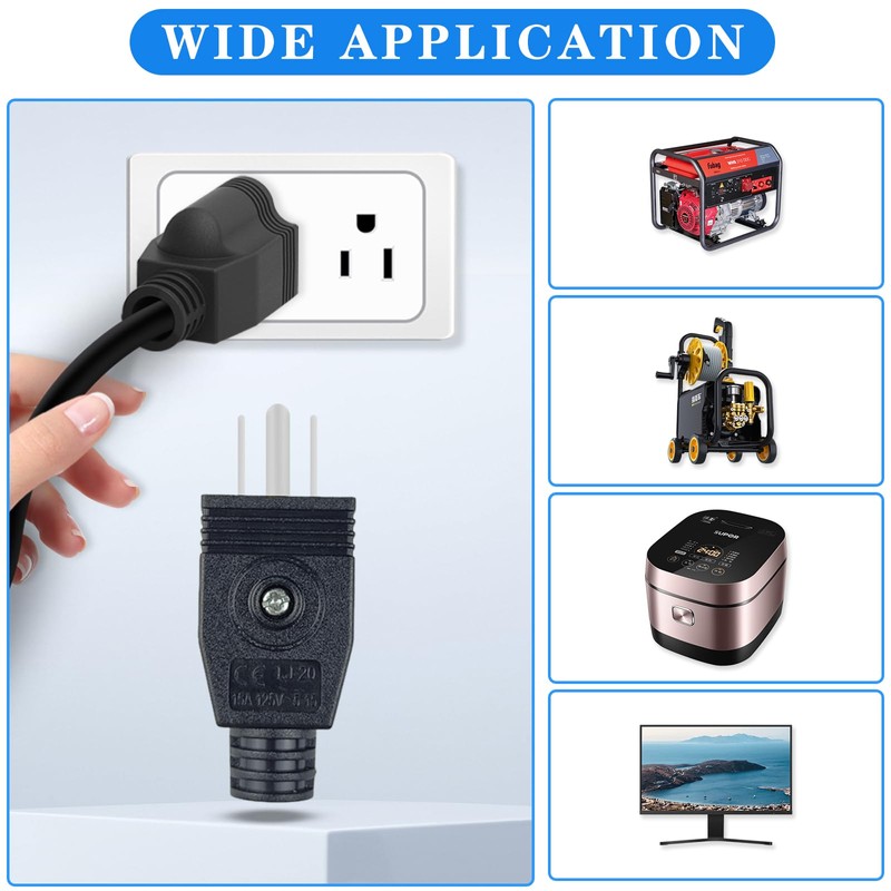 3 Prong Replacement Plug, 6 Pack Extension Cord Ends, Replacement
