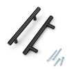 KNOBWELL 12 Pack 3-3/4 Inch Solid Black Kitchen Cabinet Handles,