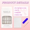 Ceboic Square Press on Nails Short, French Tip Artificial Nails
