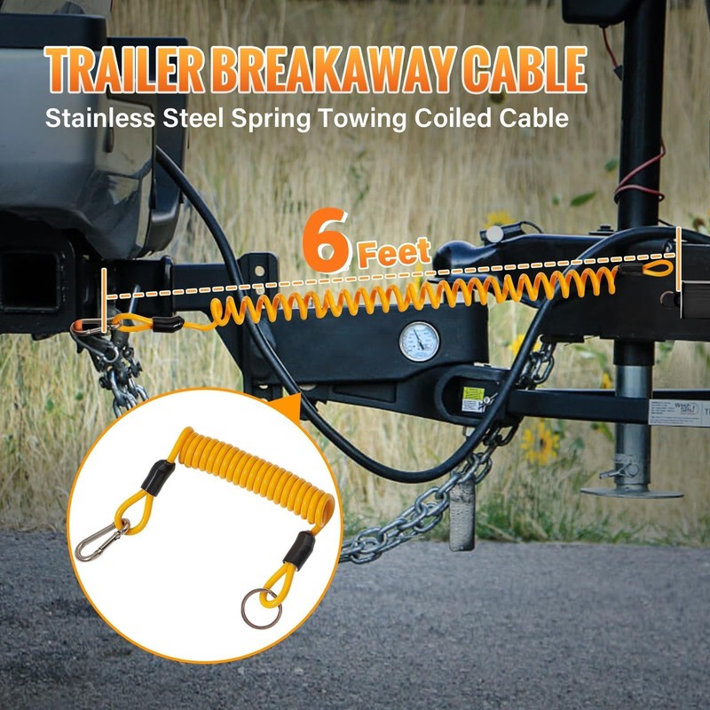 MECMO Breakaway Trailer Cable 6FT, Trailer Brake Safety Cable Heavy
