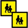2 x School Children Crossing Printed Vinyl Sticker 210mm sq