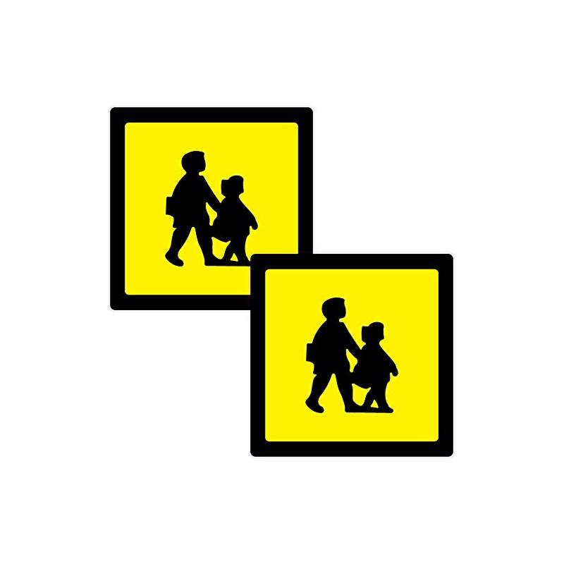2 x School Children Crossing Printed Vinyl Sticker 210mm sq